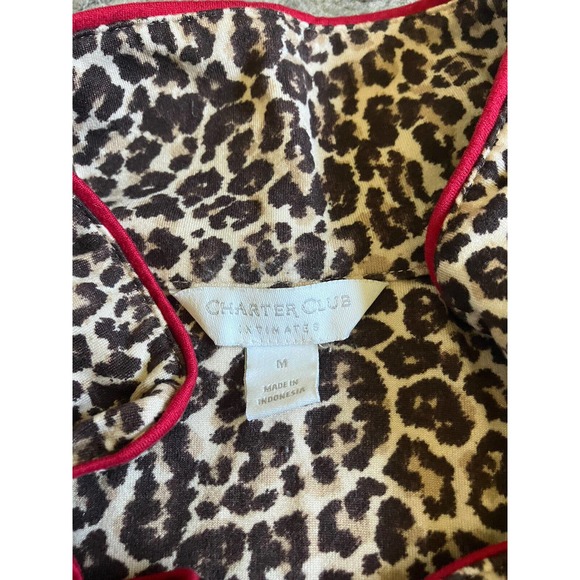 Women’s Charter Club Pajama Top Leopard Print Size M Q8 - Picture 6 of 7